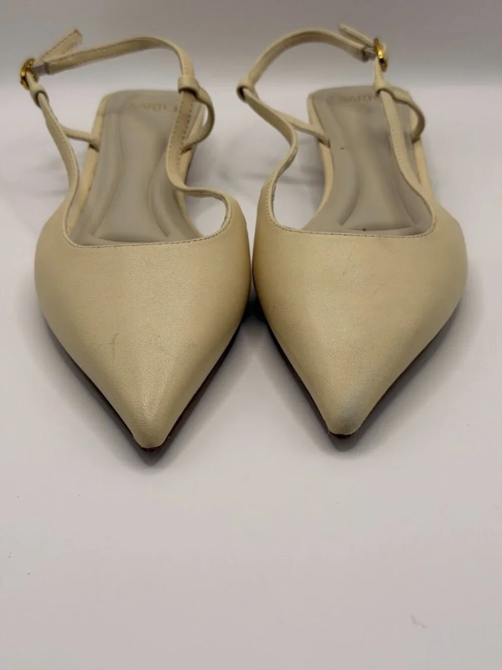 SARTO BY FRANCO SARTO Pheby Slingback Pointed Toe Flat In Ivory White Sz 7.5 M